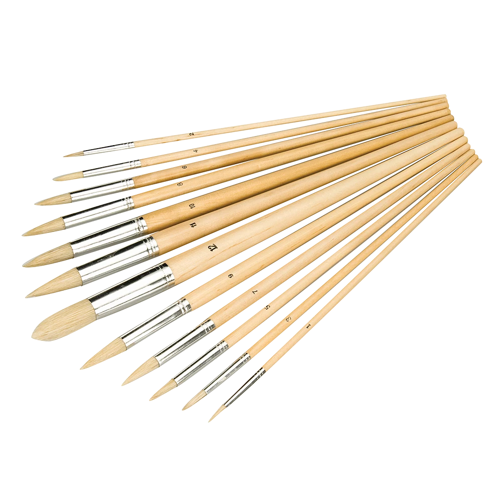 Silverline Artists Paint Brush Set 12 pce Pointed Tips