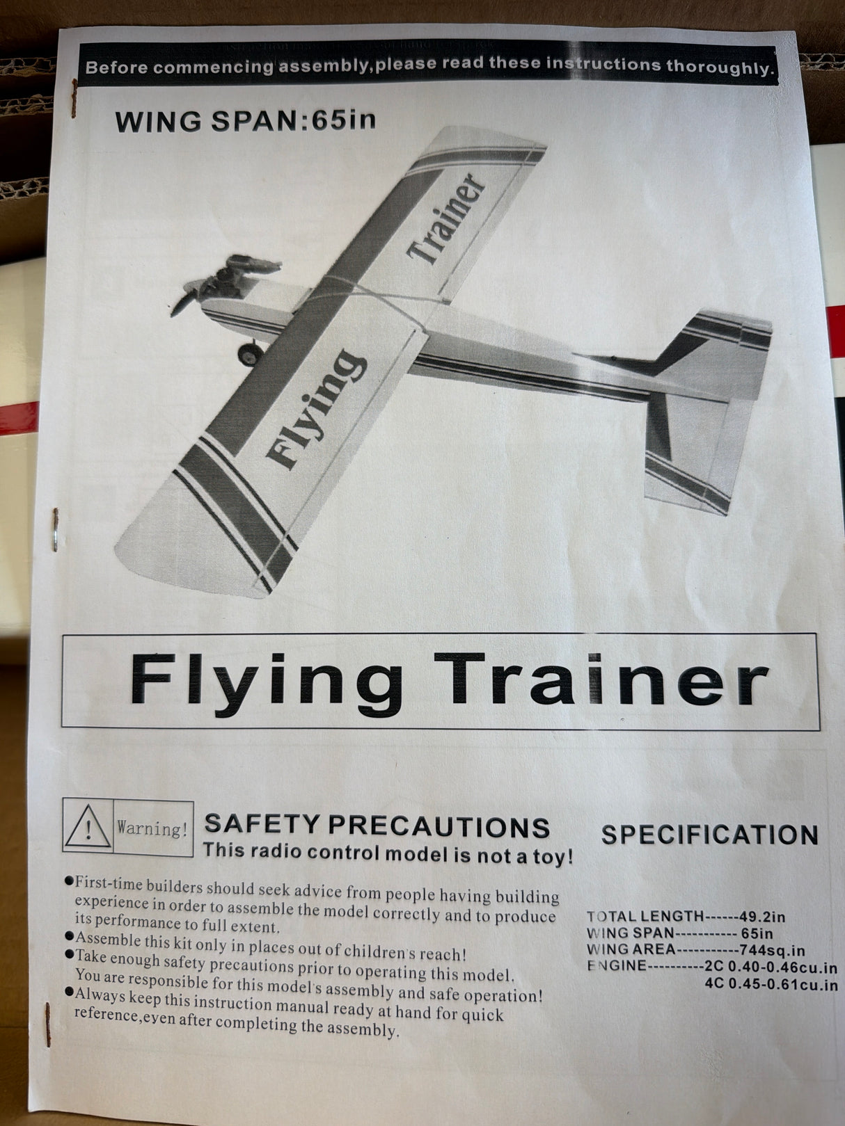 Flying Trainer ARTF Trainer IC 40-46 65 Inch Span