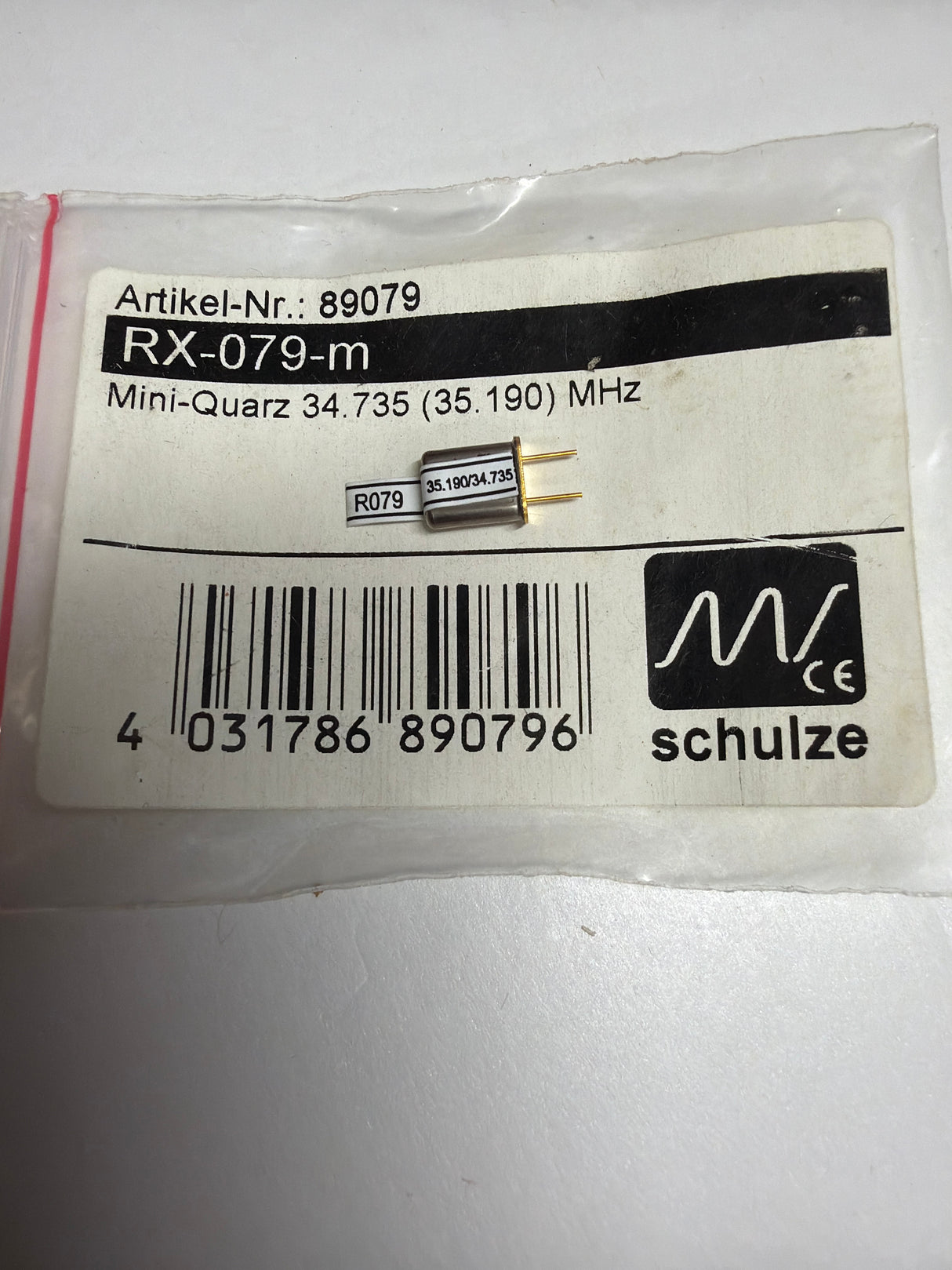 Schulze Receiver Crystal quartz mini / 35MHz / channel 79 35.190