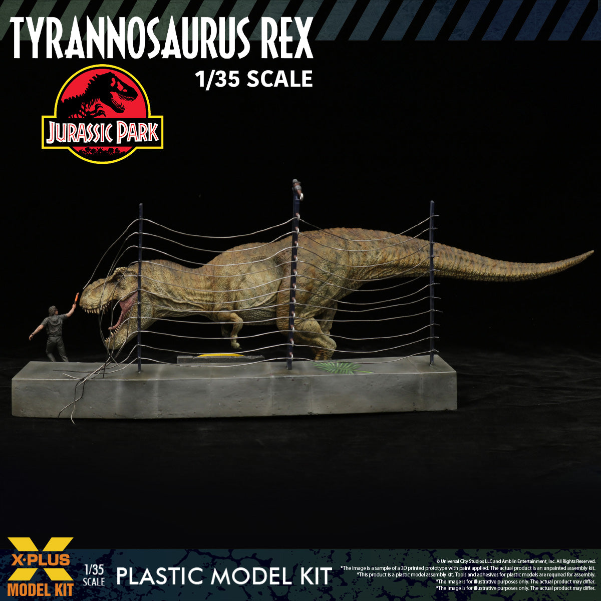 X PLUS 1/35 Jurassic Park Tyrannosaurus Rex Plastic Model Kit - 411-200364