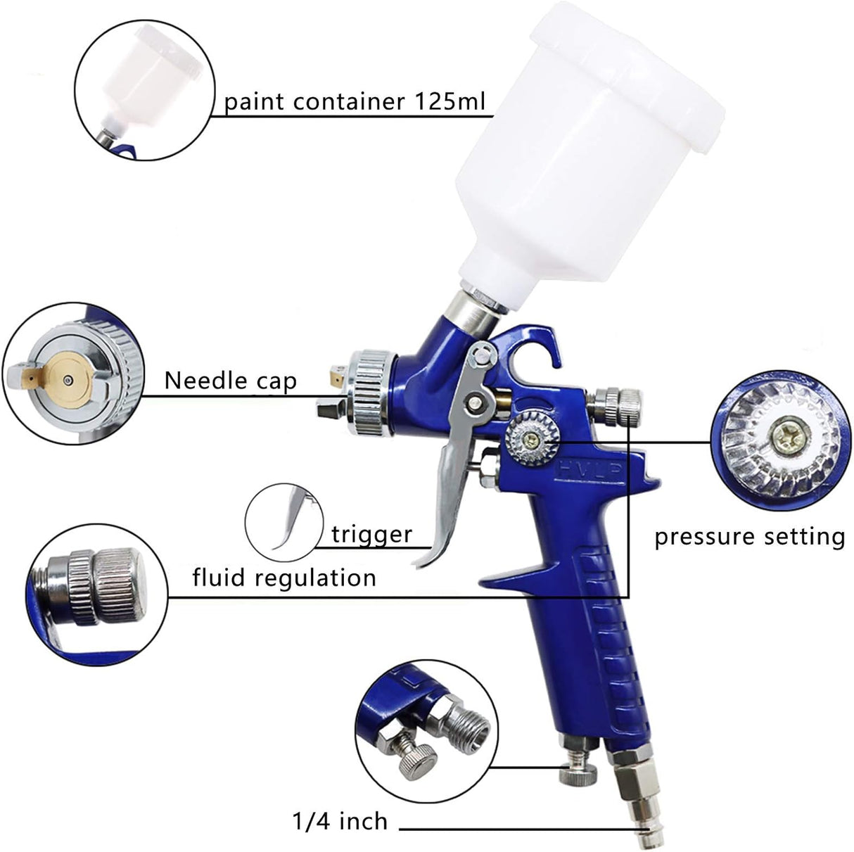 Mini Spray Gun 125CC Cup Paint Sprayer - 0.8mm/1.0mm Spray Paint Nozzle