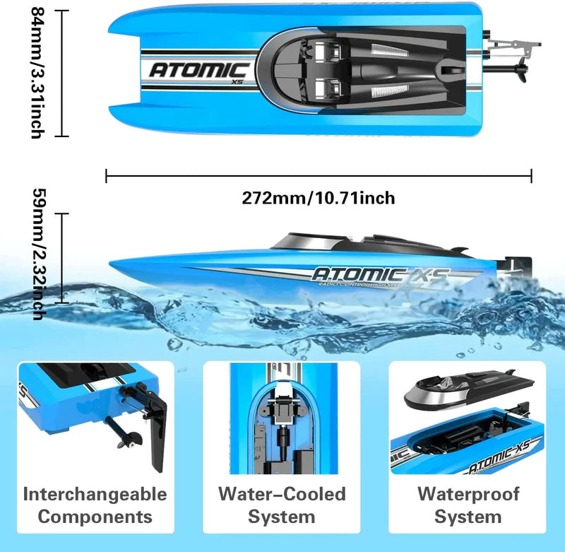 VOLANTEX RC Atomic XS Remote Control RC Boat comes with 2 batteries - Blue