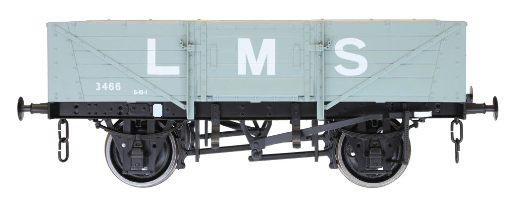 5 Plank Wagon Corrugated End LMS Grey 3466