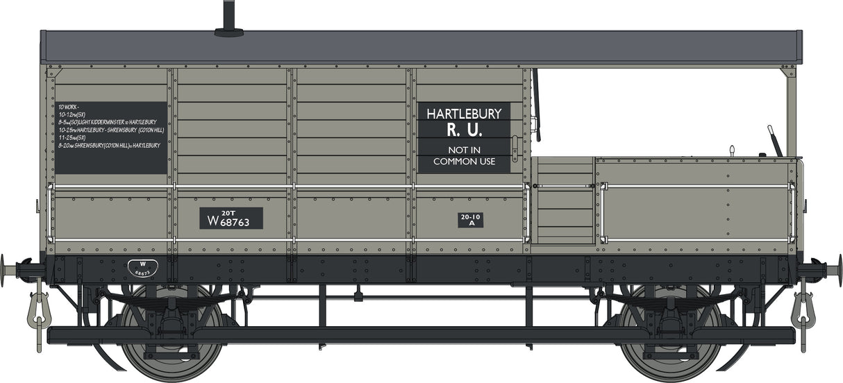 GWR Toad Brake Van BR Grey W68673 Diagram AA20