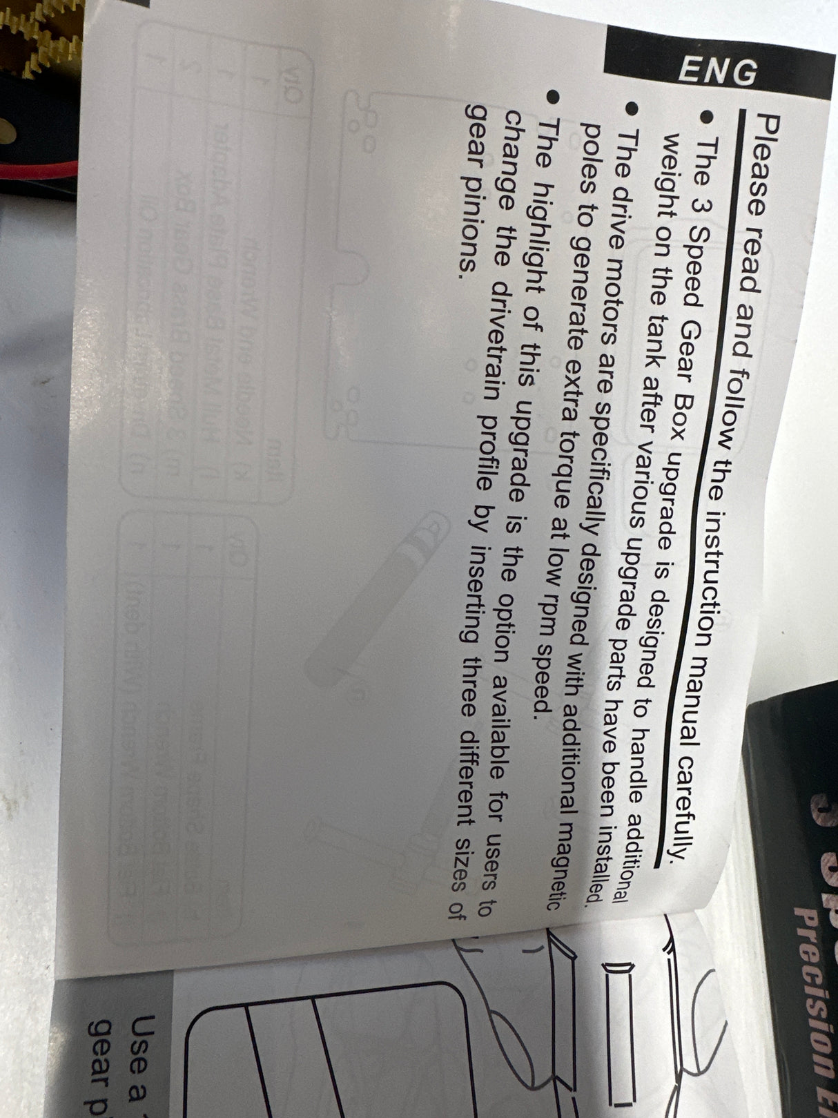 Waltersons Henglong Tank 3 Speed Long Shaft Brass Geared Gear Box WT-0602A