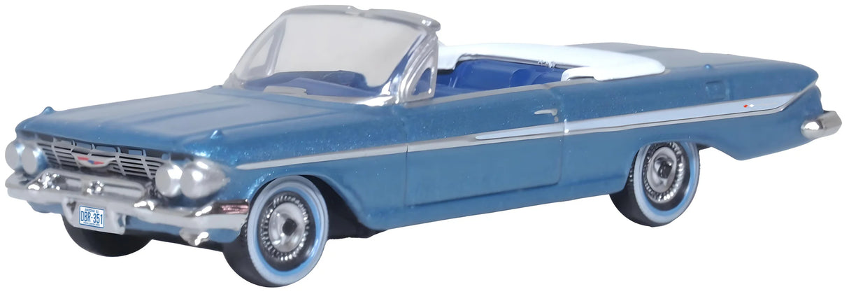 Oxford Diecast 1961 Chevrolet Impala Jewel Blue/White 1:87 Scale HO Scale