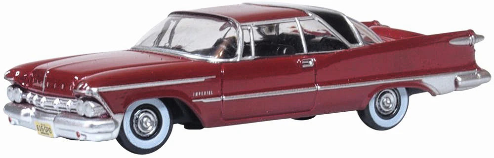 Oxford Diecast 1959 Imperial Crown 2 Door Hardtop Radiant Red/Black 1:87 Scale HO Scale