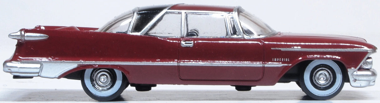 Oxford Diecast 1959 Imperial Crown 2 Door Hardtop Radiant Red/Black 1:87 Scale HO Scale