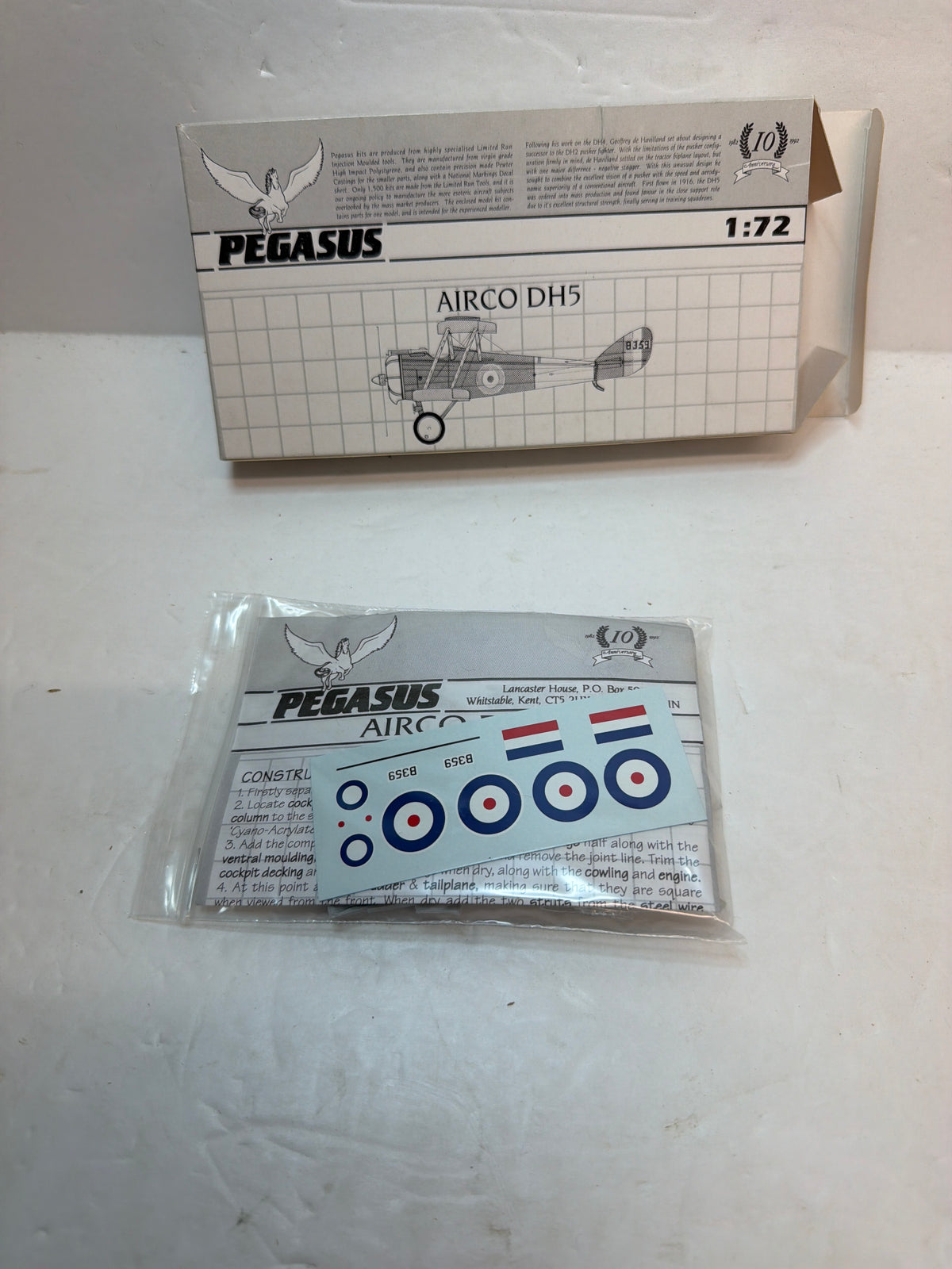Pegasus Airco DH-5 1/72 Plastic model Kit Vintage