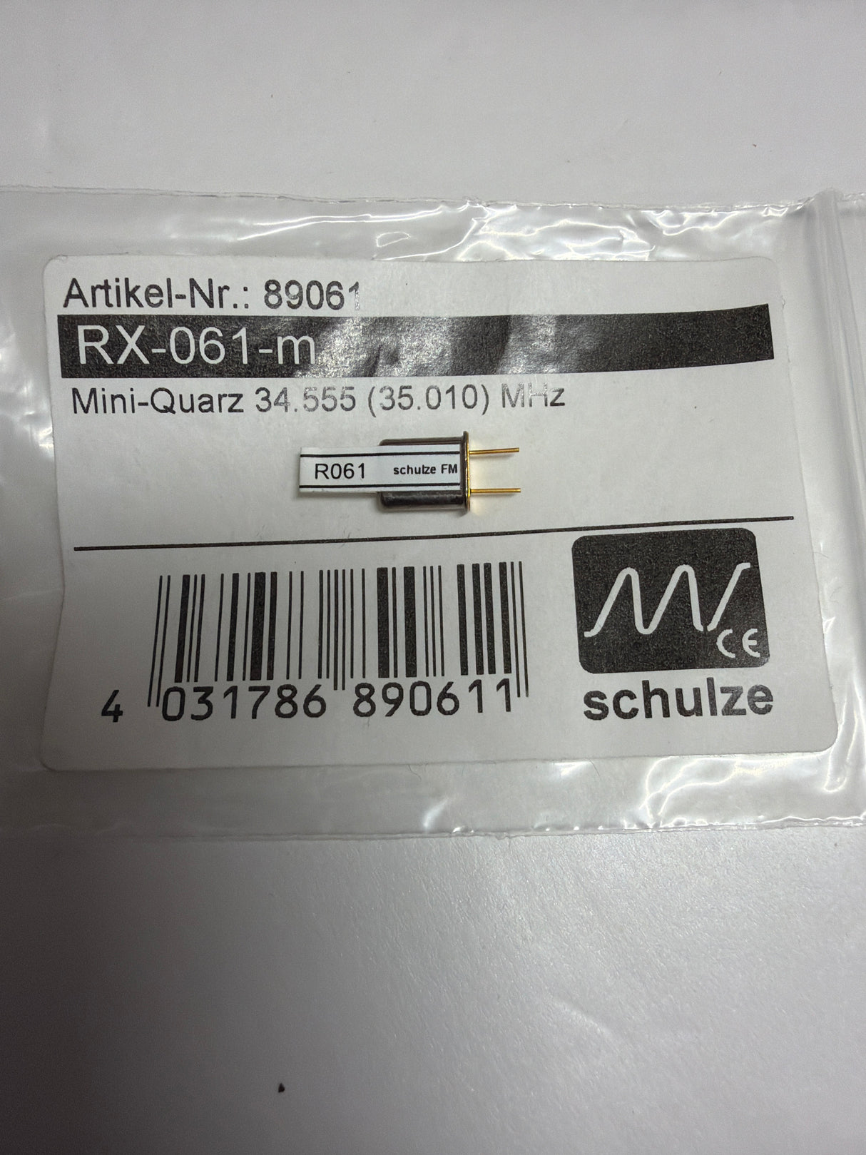 Schulze Receiver Crystal quartz mini / 35MHz / channel 61 35.010