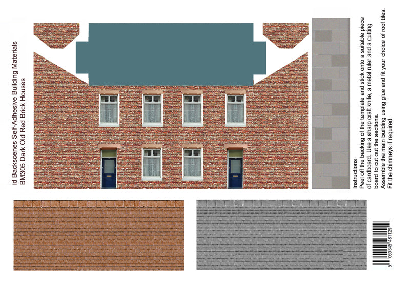 BM305 NEW & IMPROVED DARK OLD RED BRICK HOUSES 00 PAPERS