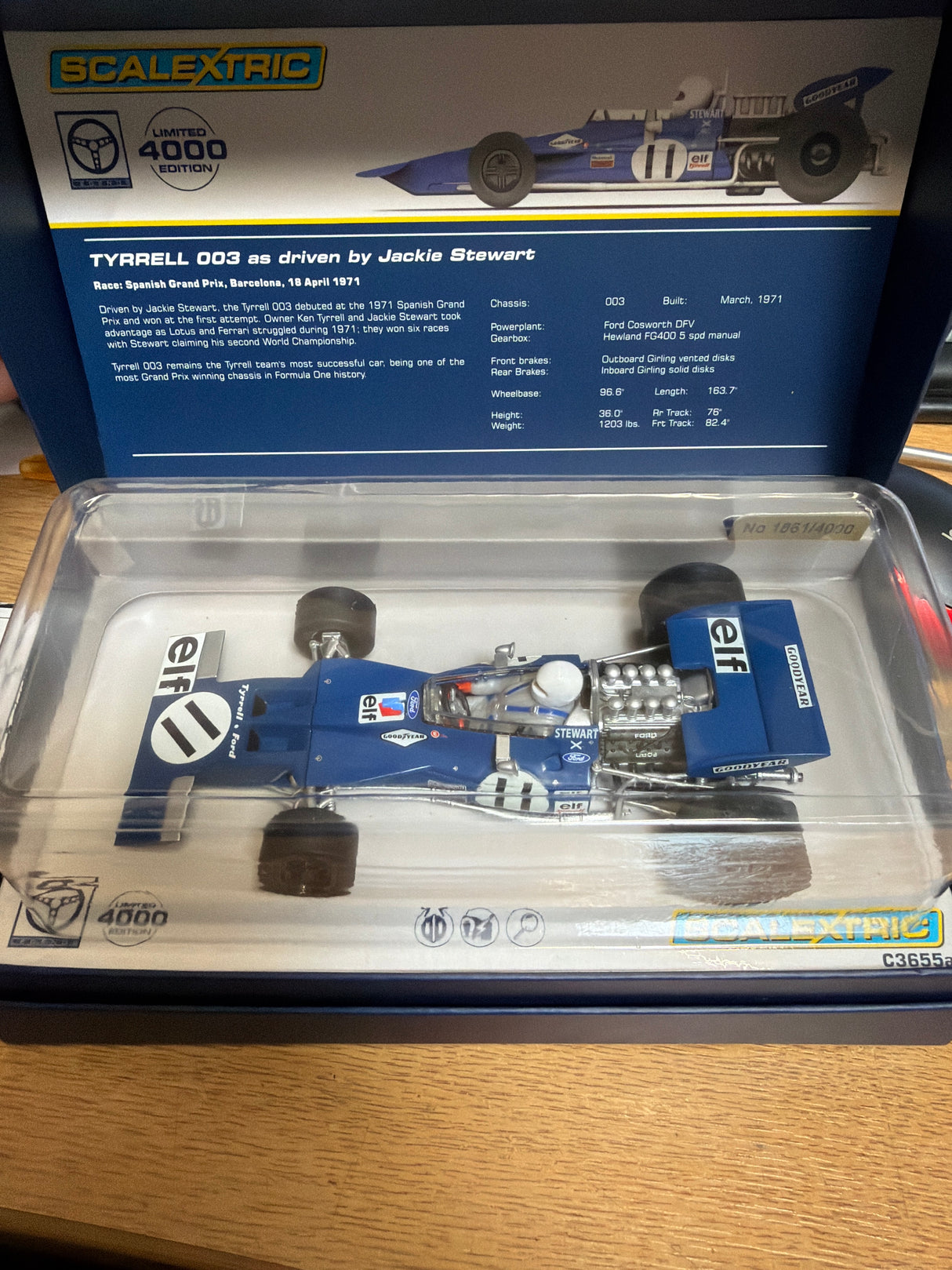 Scalextric Legends Tyrrell F1 003 No.11 Jackie Stewart C3655A
