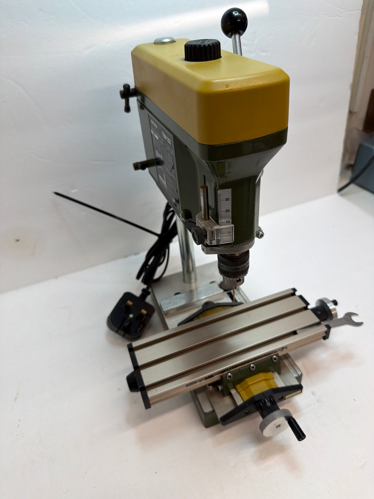 PROXXON Mini Bench Drill Press TBM 220 240v with 27100 KT70 Micro Cross Table XY Table Second hand