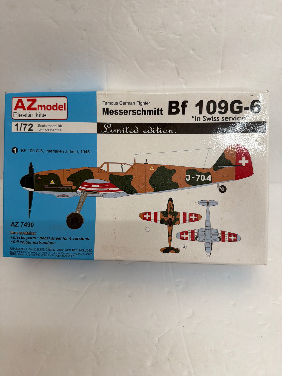 AZ Model Plastic Model kit Messerschmitt Bf 109G-6 In Swiss Service — 1:72 decals missing!