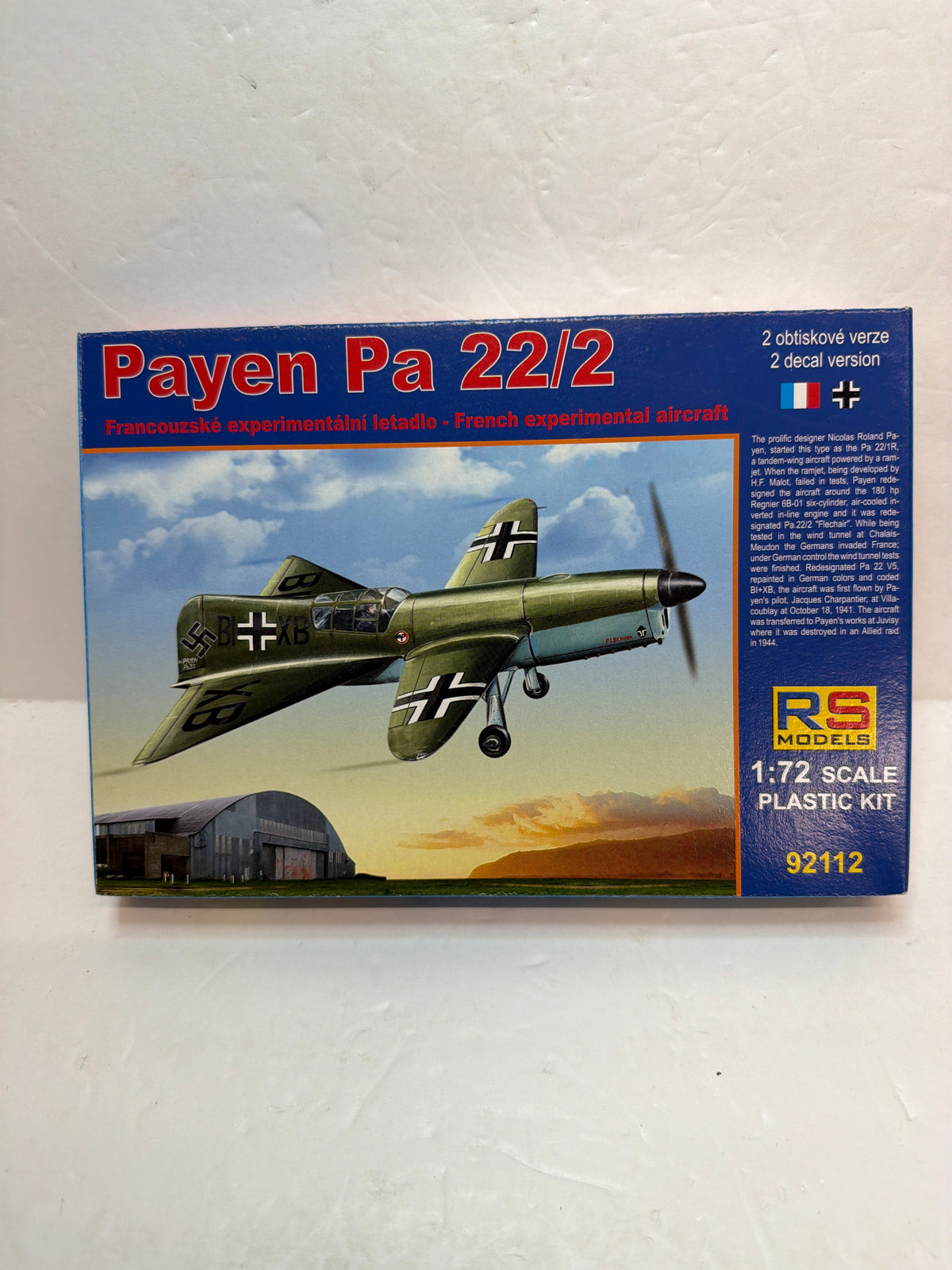 RS Models Payen Pa 22/2 1/72 92112 Plastic Model Kit Vintage