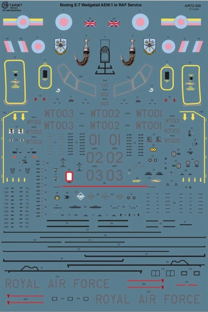 Target Decals AIR72-029 Boeing E-7 Wedgetail AEW1 In RAF Service Decals