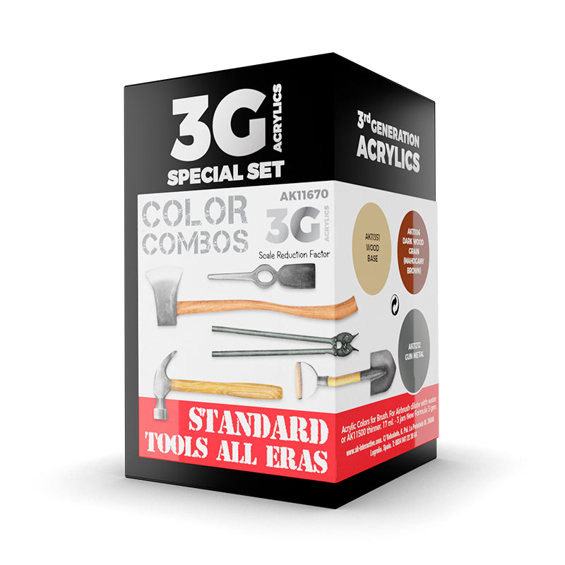 AK Interactive STANDARD TOOLS ALL ERAS COMBO 3G Paint set AK11670