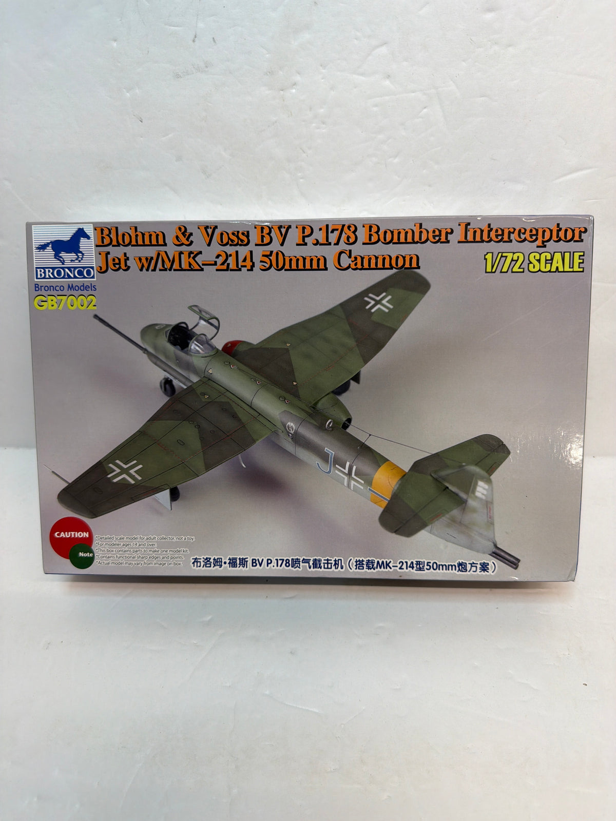 Bronco Models GB7002 Blohm & Voss Bv P.178 Bomber Interceptor with MK-214 50 mm Cannon — 1:72 Plastic model aircraft kit