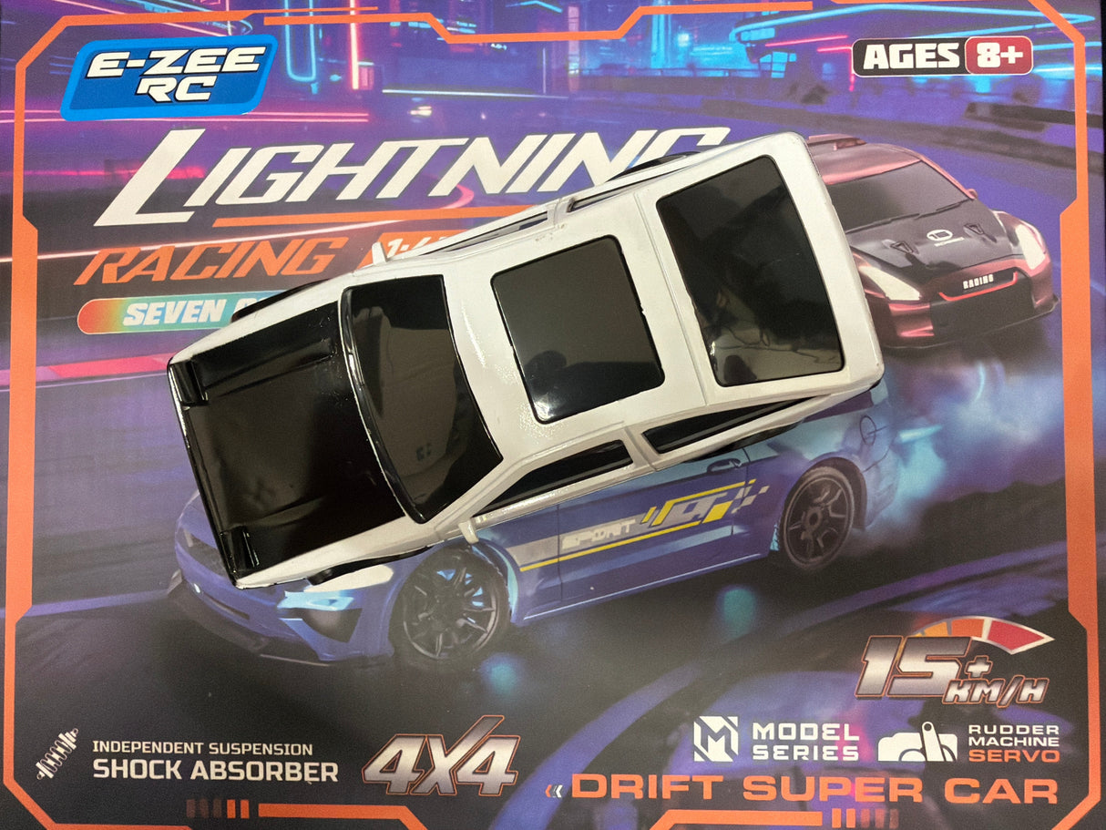 E-ZEE RC 1/43 LIGHTING TRUENO 4WD DRIFT CAR WITH GYRO - WHITE