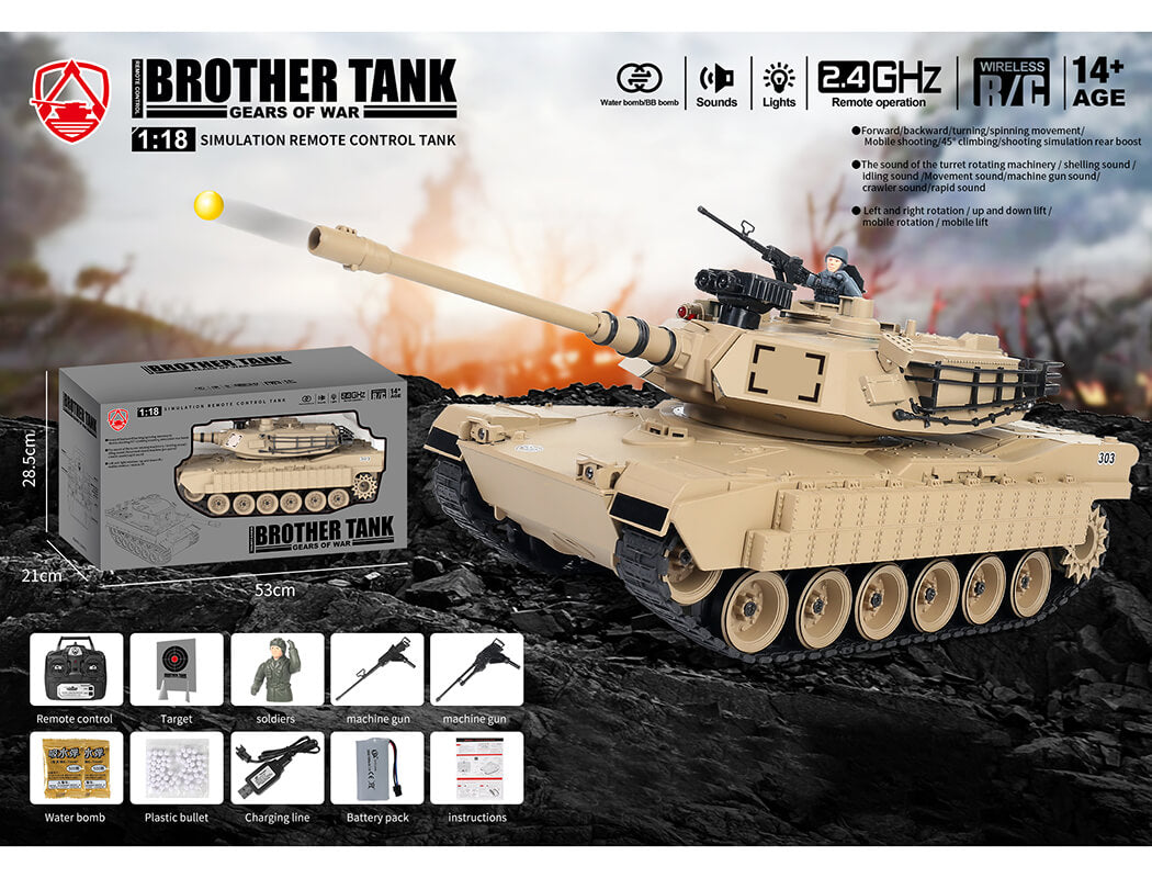 BROTHER TANK RC TANK 1:18 USA M1A2 - DESERT STORM