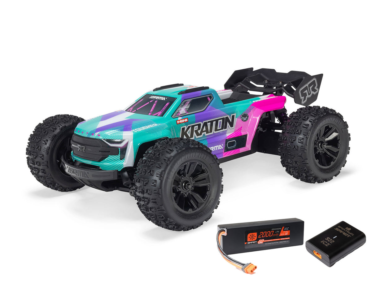 Arrma 1/16 MINI KRATON 3S DSC 4X4 RTR with Batt/Charg Teal/Pink C-ARA2508ST2 NEW - Pre Order - Expected mid March
