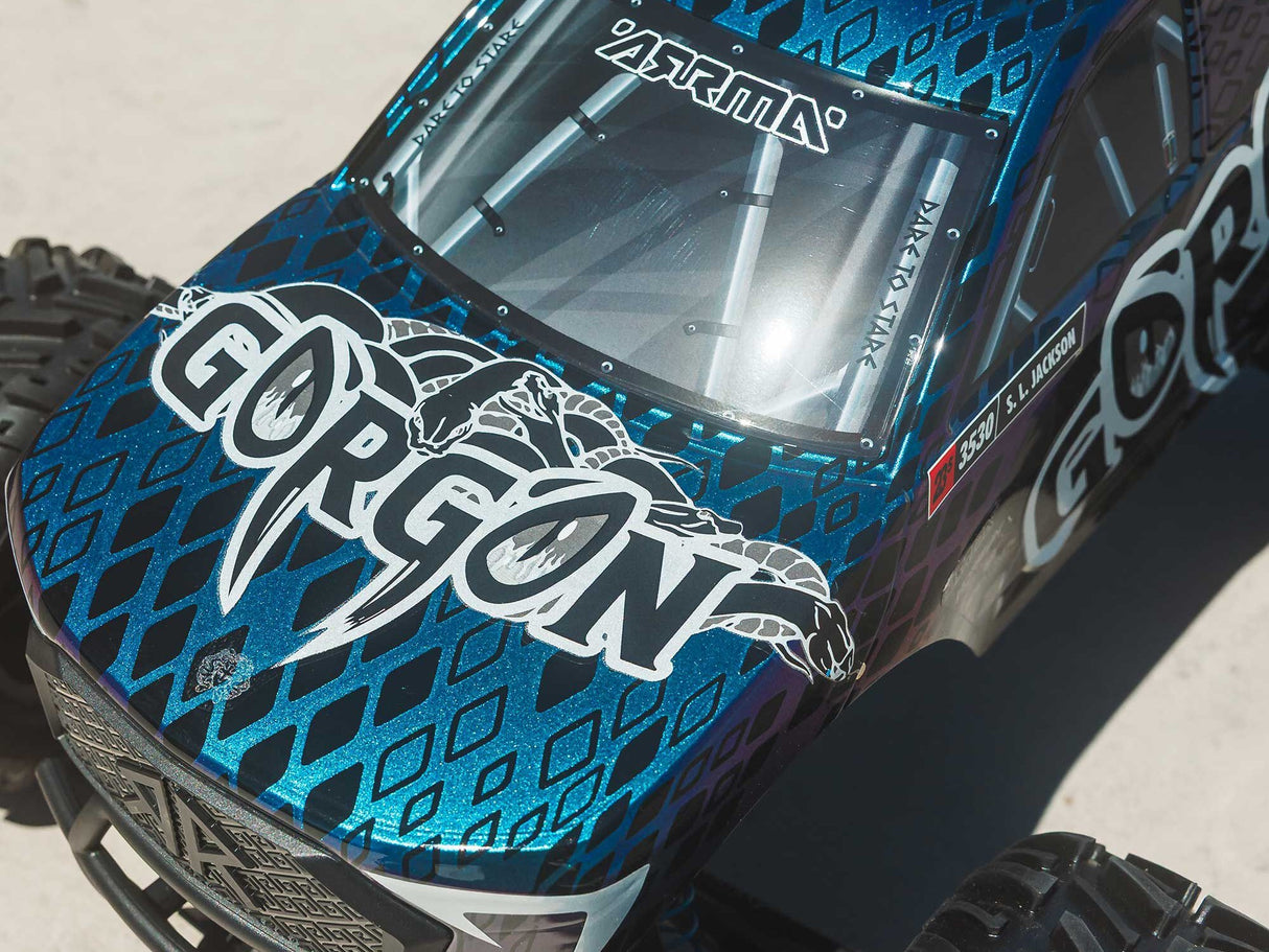 Arrma 1/10 GORGON 223S 2WD RTR Monster Truck Blue/Black - Pre Order - Expected late June