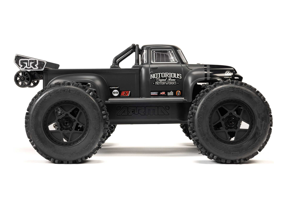 Arrma 1/8 NOTORIOUS 6S V6 4X4 BLX Stunt Truck RTR - Black