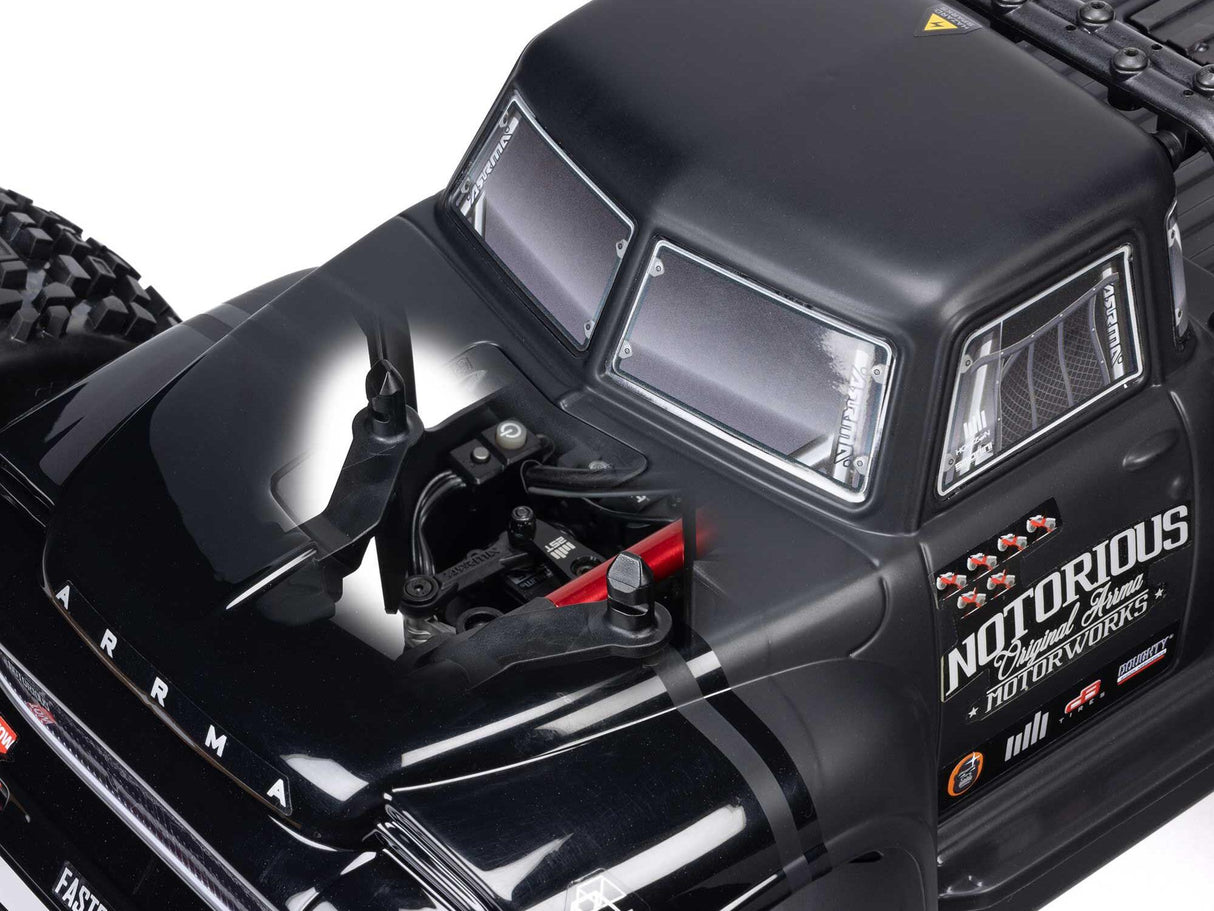 Arrma 1/8 NOTORIOUS 6S V6 4X4 BLX Stunt Truck RTR - Black