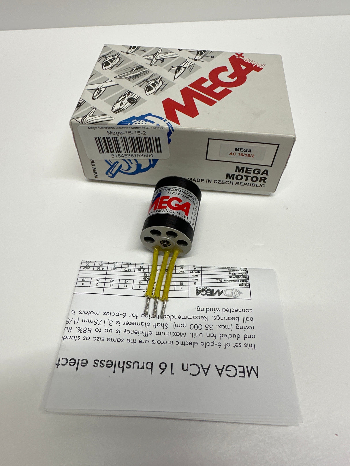 Mega Brushless inrunner Motor ACN 16/15/2