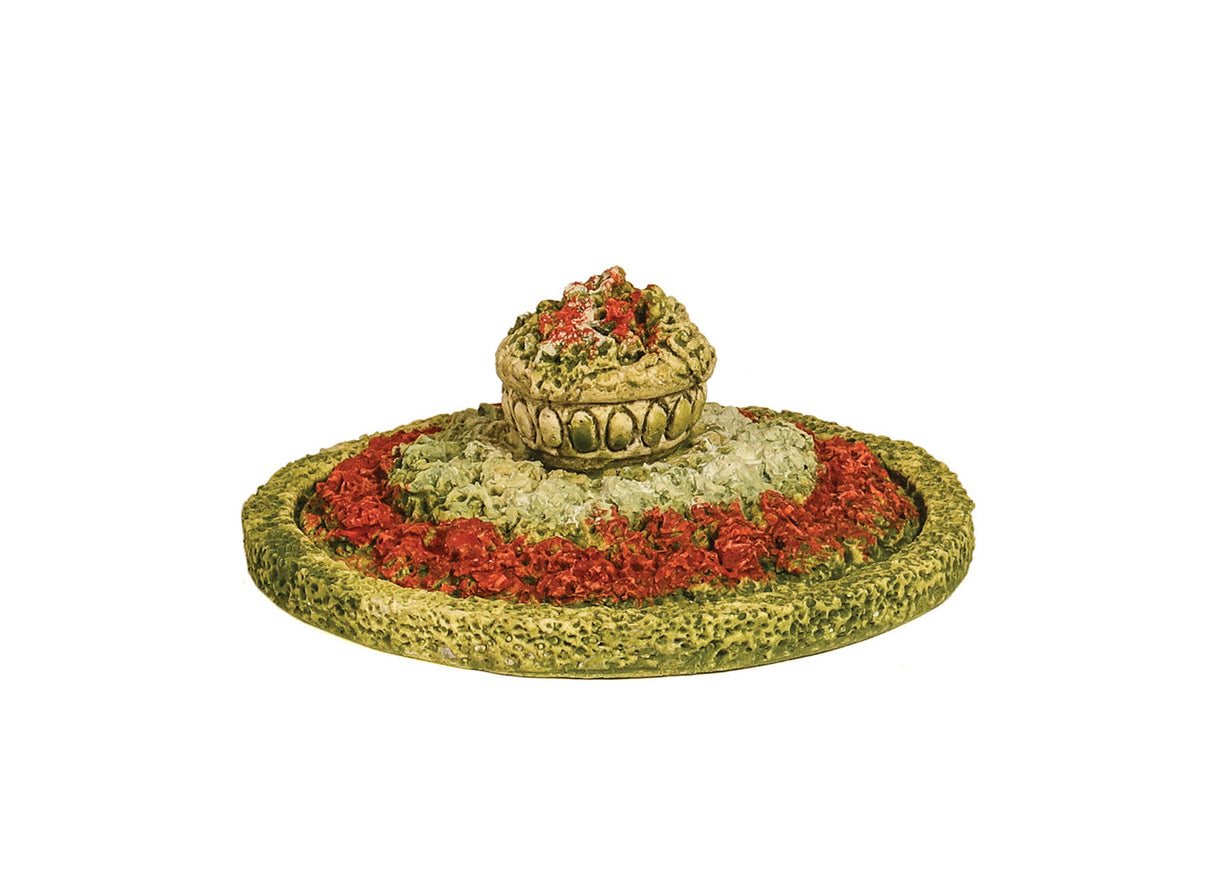 Round Flower Bed with Box Hedge and Ornate Urn