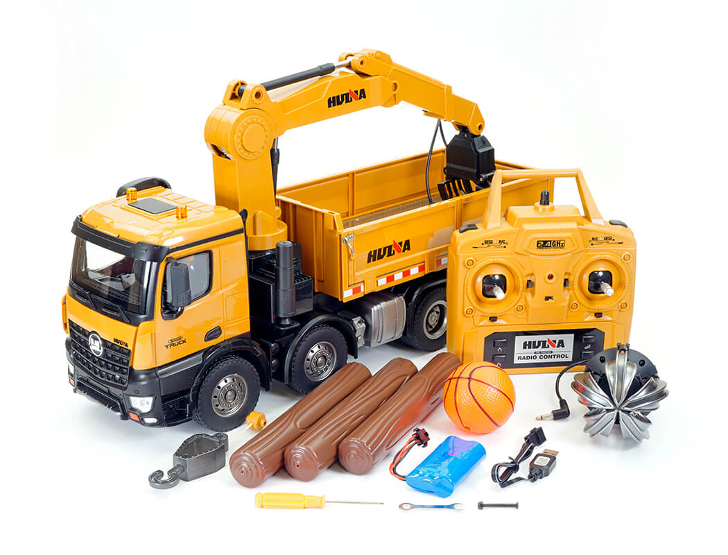 HUINA 1:14 RC TIMBER GRAB 2.4G 8-WHEELER DUMP TRUCK