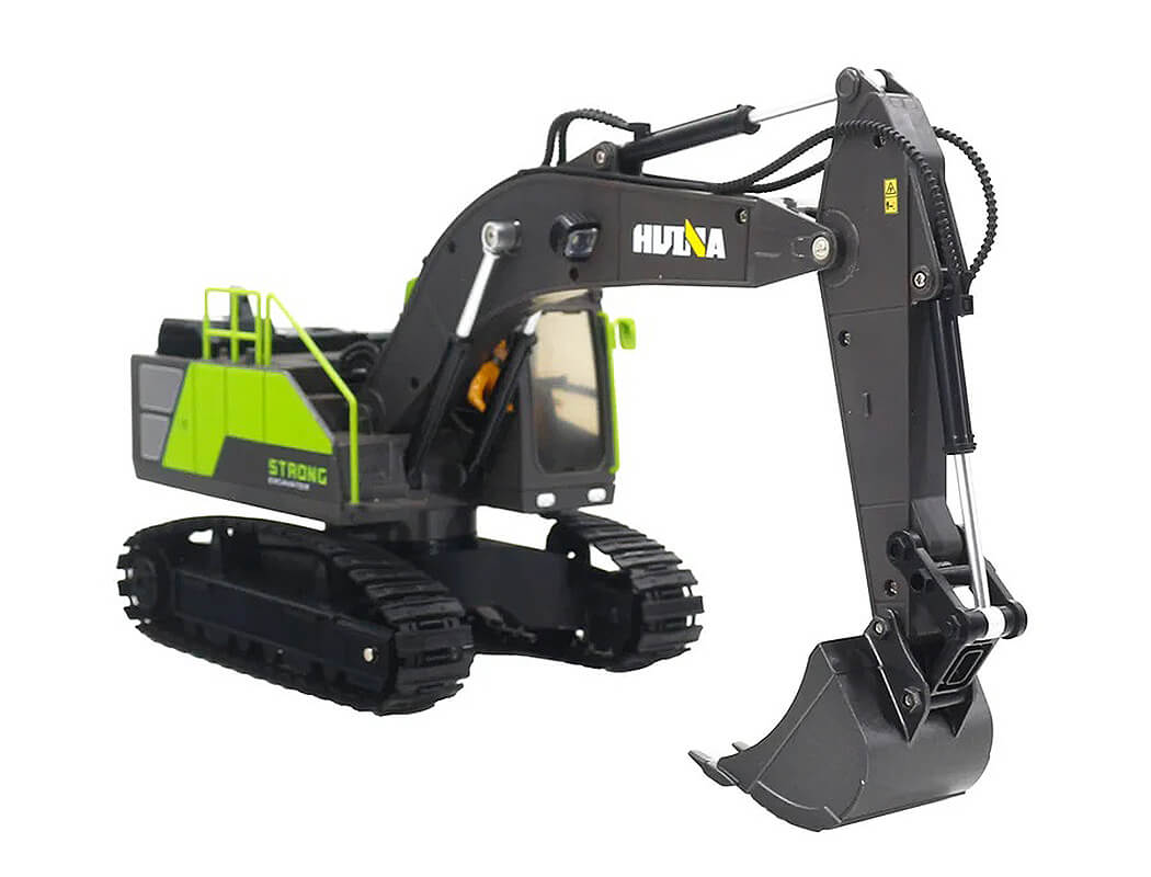 HUINA 2.4G 11CH RC EXCAVATOR GREEN 680° TURNTABLE WITH SMOKE