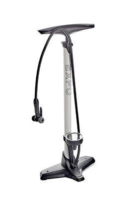 WHITE STEEL FLOOR PUMP WITH TIED CARD