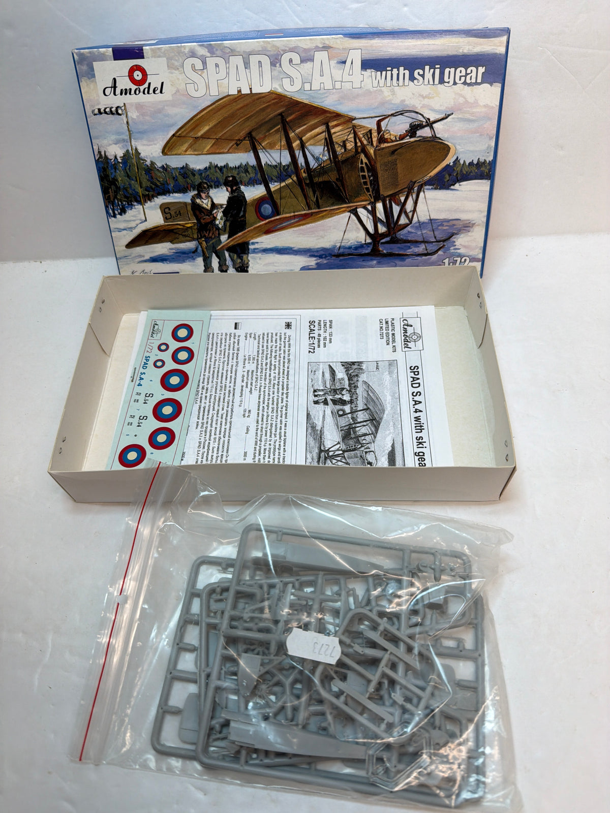 SPAD S.A.4 with Ski Gear — Amodel 1/72 Plastic Model Kit Vintage