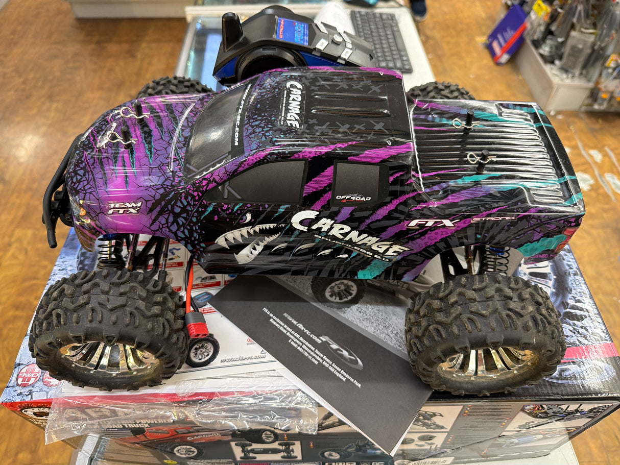 FTX CARNAGE 2.0 1/10 BRUSHED TRUCK 4WD Almost ready to run - Second Hand with Purple Shell