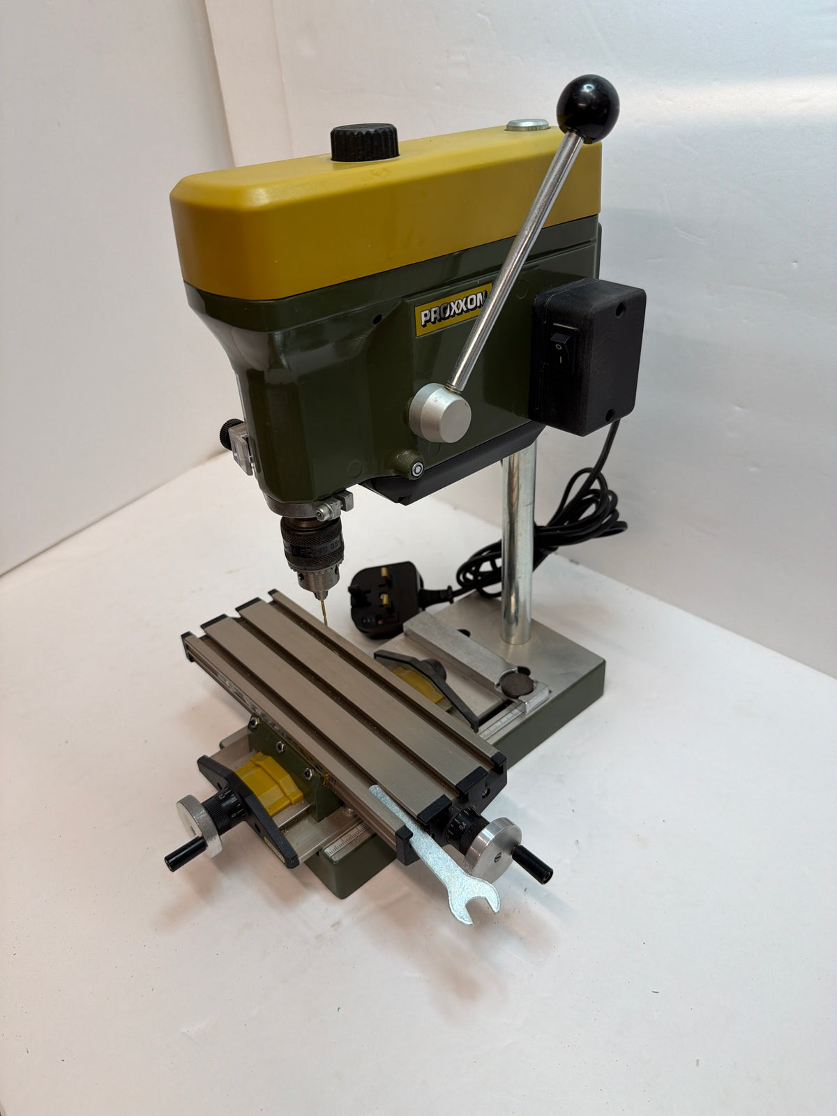 PROXXON Mini Bench Drill Press TBM 220 240v with 27100 KT70 Micro Cross Table XY Table Second hand
