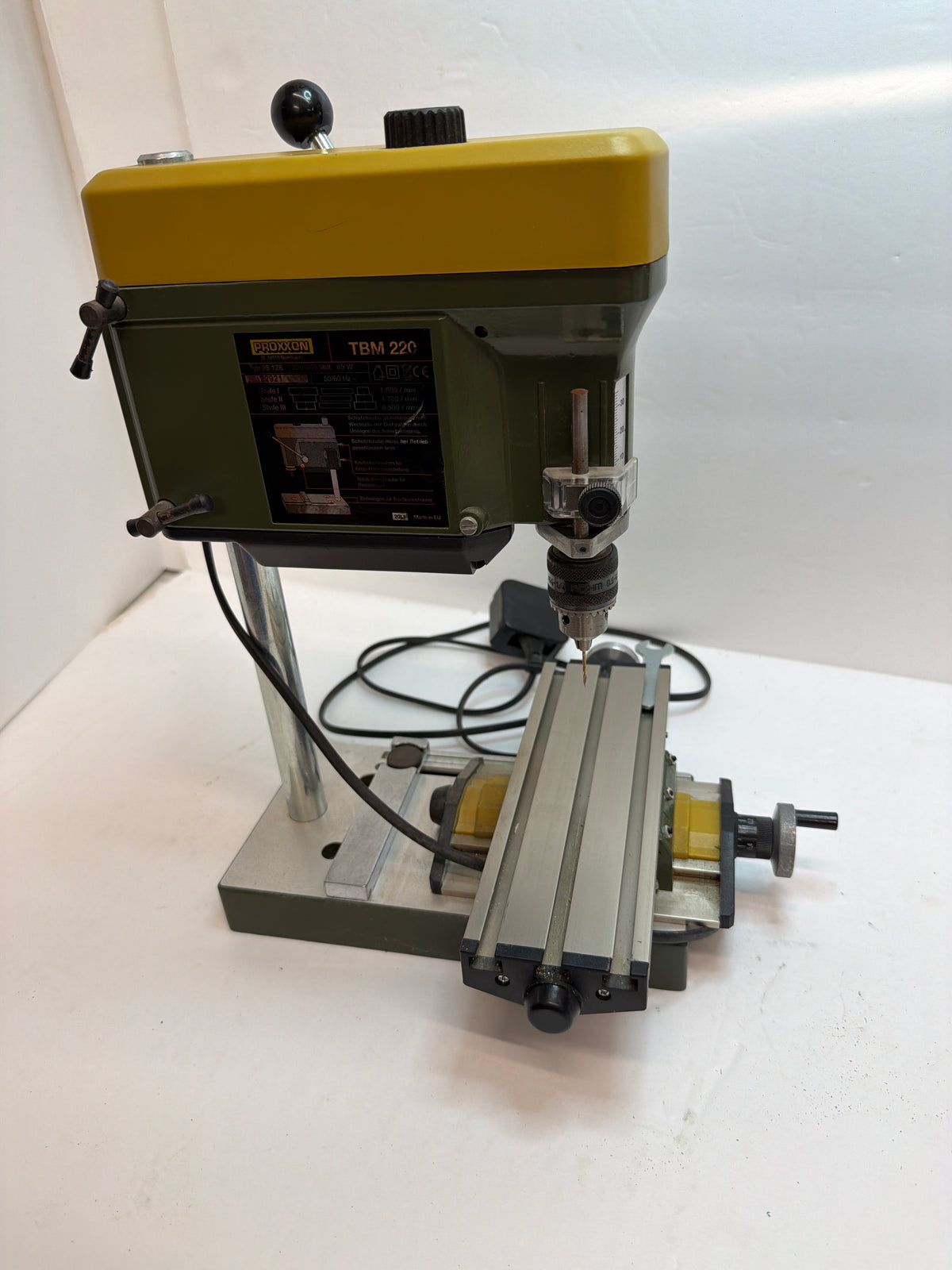PROXXON Mini Bench Drill Press TBM 220 240v with 27100 KT70 Micro Cross Table XY Table Second hand