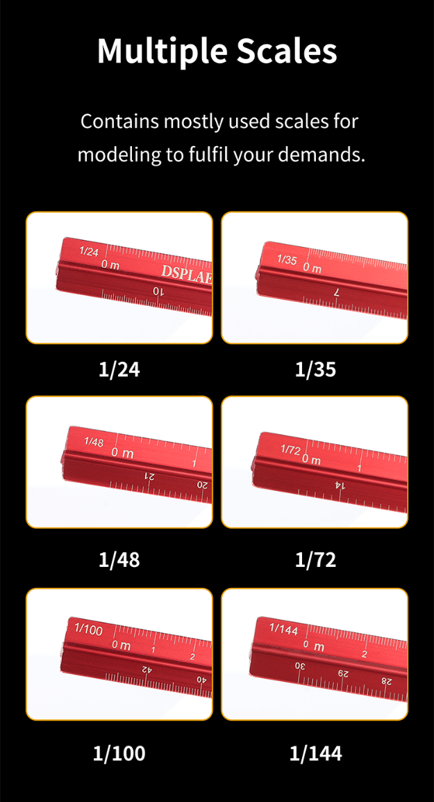 AT-AS Aluminum Alloy Multi Scale Rule(1:24 1:35 1:48 1:72 1