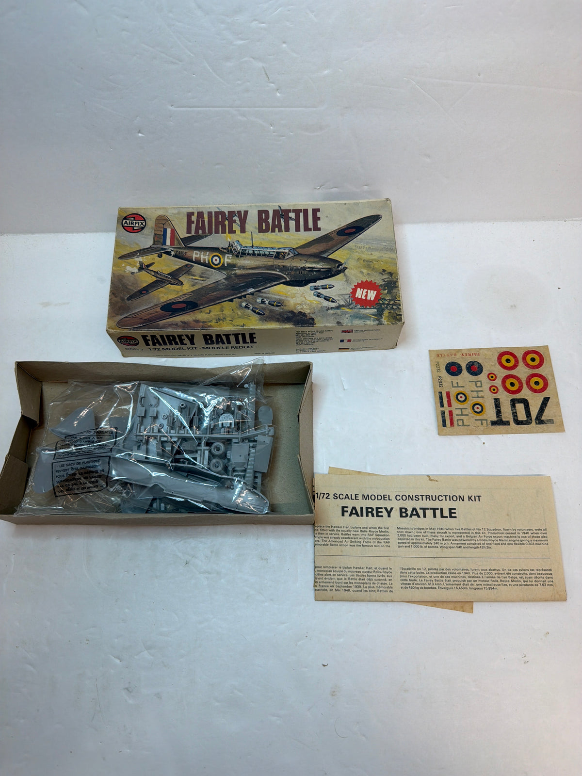 Airfix Fairey Battle B Mk.I 1/72 259 / 02029-7 / 3032 Plastic Model Kit Vintage