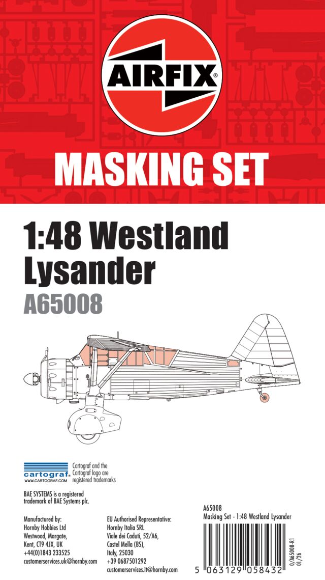 Airfix Masking Set - Westland Lysander - 1:48 Scale 1:48 Scale
