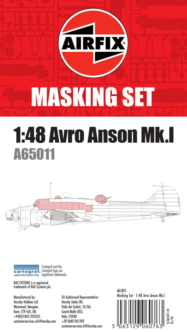 Airfix Masking Set - Avro Anson Mk.I - 1:48 Scale 1:48 Scale