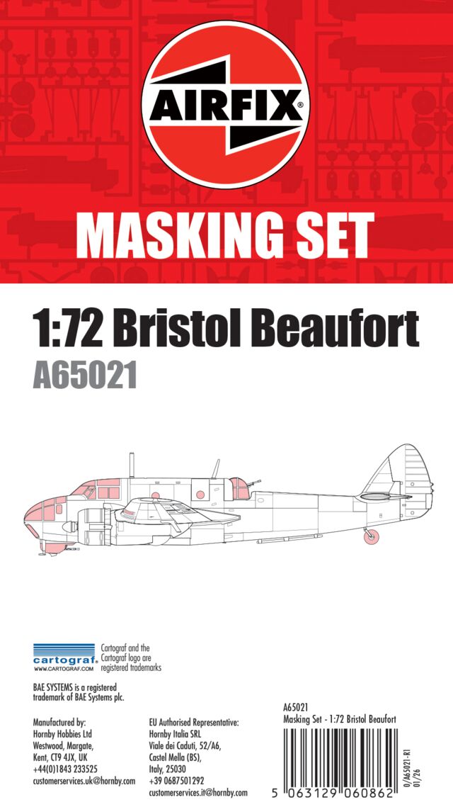 Airfix Masking Set - Bristol Beaufort - 1:72 Scale 1:72 Scale