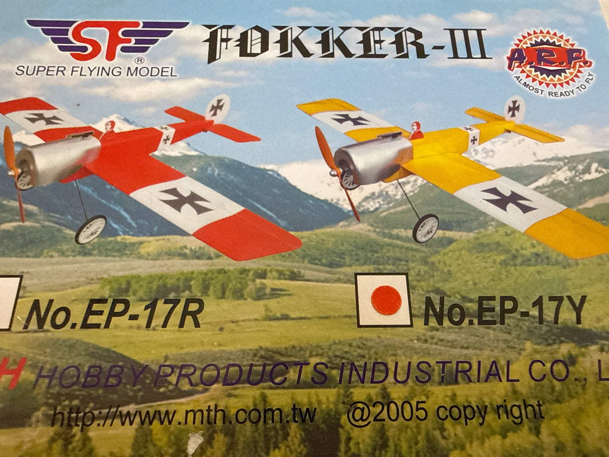SF Super Flying Model Fokker III ARTF EP-17Yellow - Second Hand - New
