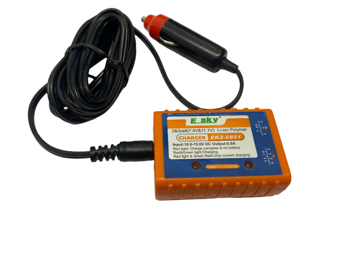 E-Sky 2-3 Cell (7.4/11.1v) Charger with car Adaptor - SECOND HAND (Box 95)