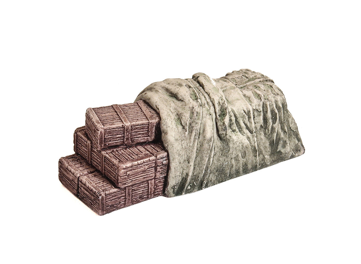 Wooden Crates with Rolled Back Tarpaulin