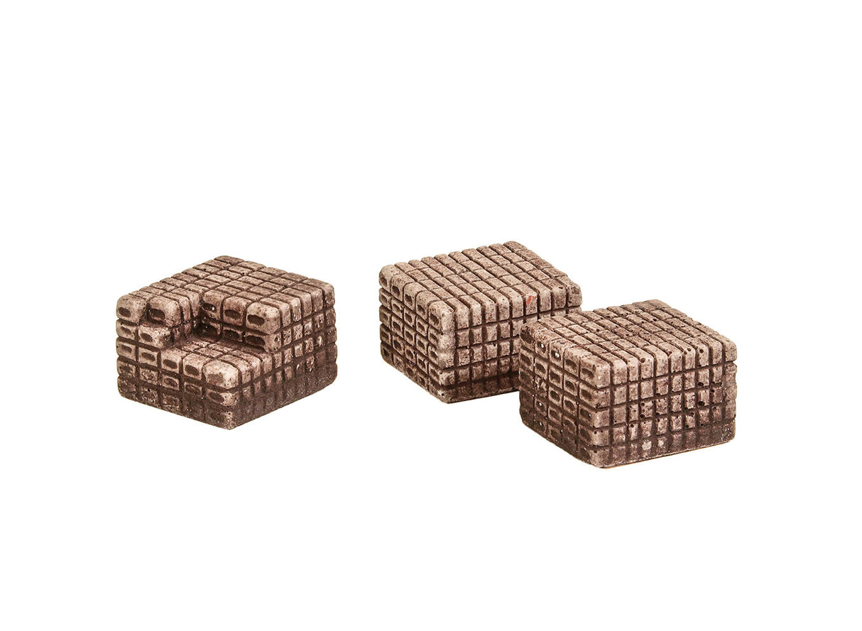 Three Stacks of Red Bricks