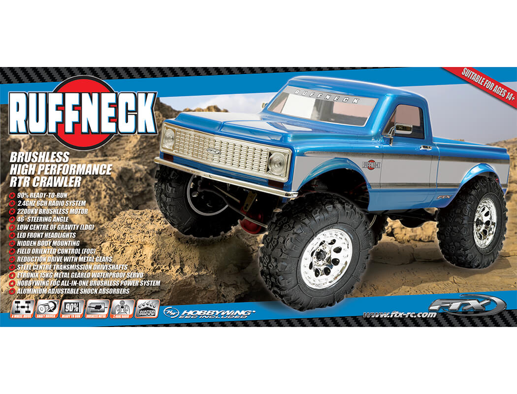 FTX RUFFNECK 1/10 BRUSHLESS 4WD TRAIL RTR - BLUE