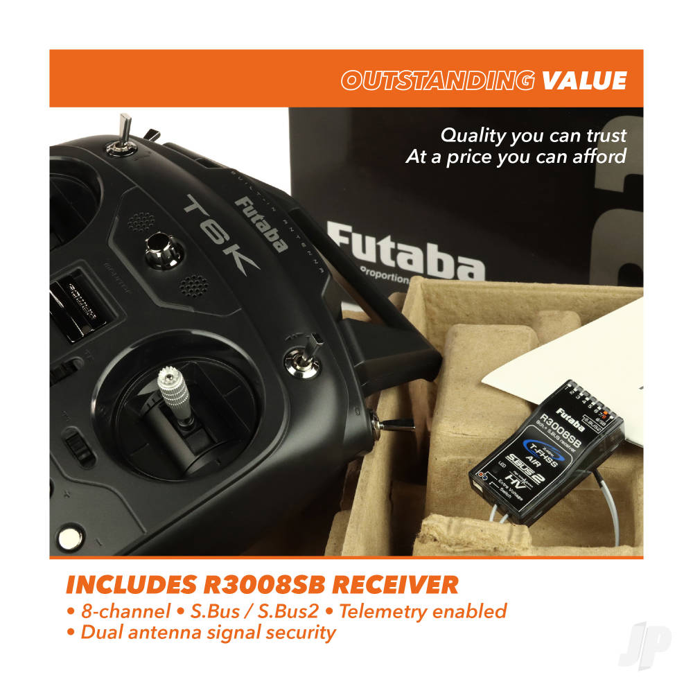 Futaba T6K 8-Channel Air Radio with R3008SB Rx Mode 1