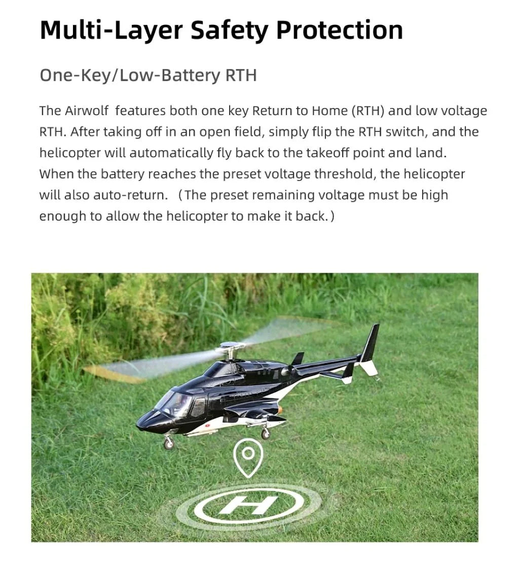 Flywing New Airwolf 470L 2 Blade ACE GPS/ATT RC Scale Helicopter (RTF) : FW-AIRWOLF-V2-RTF