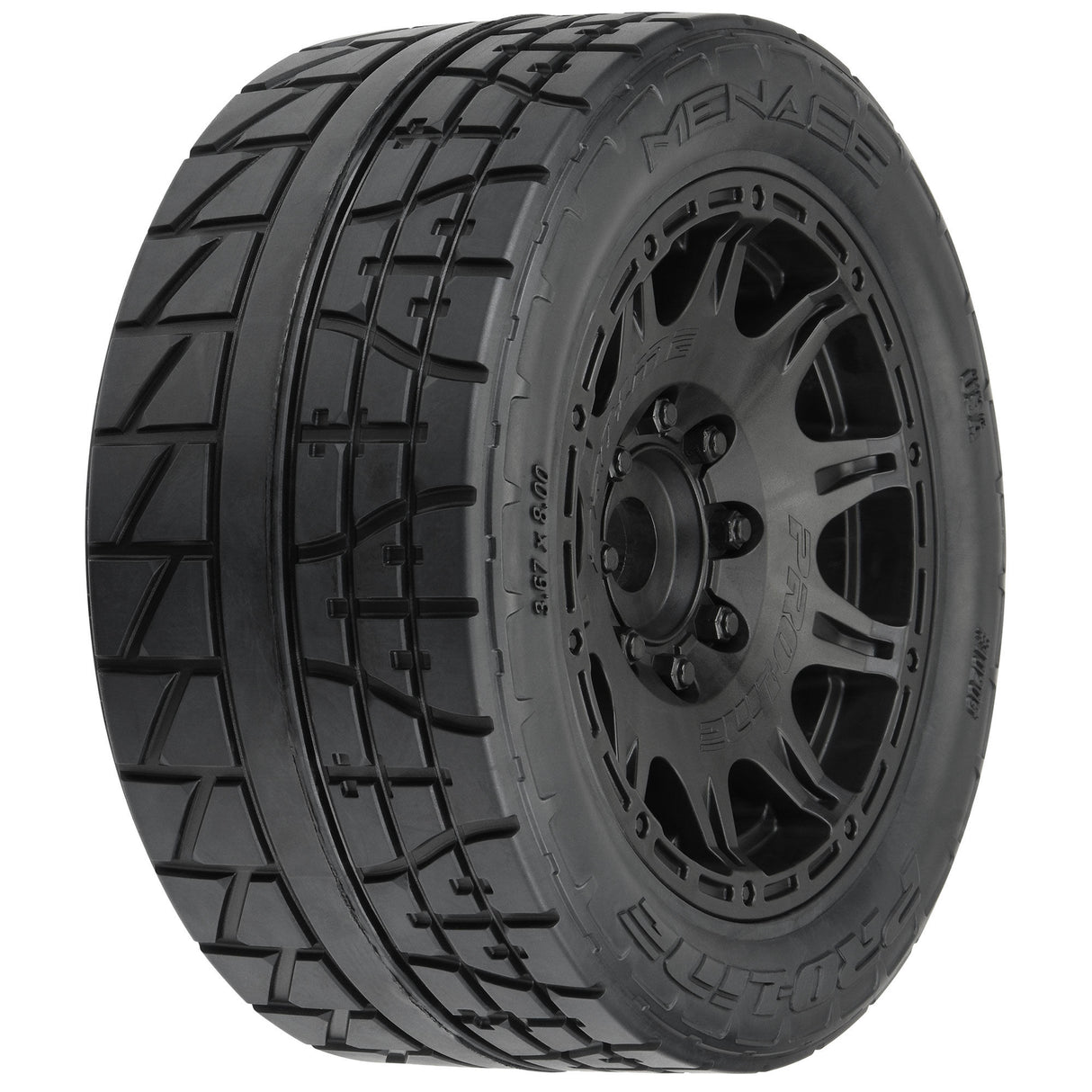 1/6 Menace HP BELTED Fr/Rr 5.7 MT Tires Mounted 24mm Blk Ra